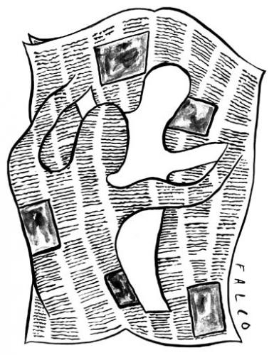 Cartoon: newspaperman (medium) by alexfalcocartoons tagged newspaperman