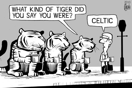 Cartoon: Celtic tiger (medium) by sinann tagged celtic,tiger,help,aid