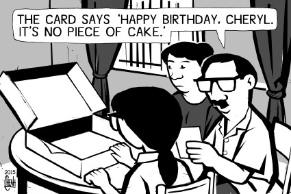 Cartoon: Cheryl birthday (medium) by sinann tagged cheryl,birthday,puzzle,teaser,problem,maths