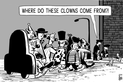 Cartoon: Clowns and crimes (medium) by sinann tagged clowns,crimes,police