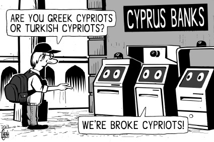 Cartoon: Cyprus crisis (medium) by sinann tagged banks,cyprus,broke,bankrupt,cypriots,atm