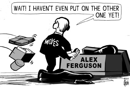 Cartoon: David Moyes (medium) by sinann tagged moyes,david,manchester,united,alex,ferguson,sacked
