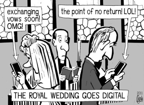 Cartoon: Digital Royal Wedding (medium) by sinann tagged wedding,royal,prnce,william,kate,middleton,digital