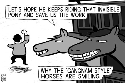 Cartoon: Gangnam Style horses (medium) by sinann tagged gangnam,style,horses,smiling,pony,ride