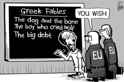 Cartoon: Greek fable (medium) by sinann tagged greek,fable,debt