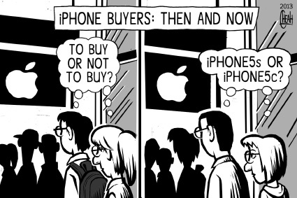Cartoon: iPhone 5 (medium) by sinann tagged buy,5c,5s,iphone
