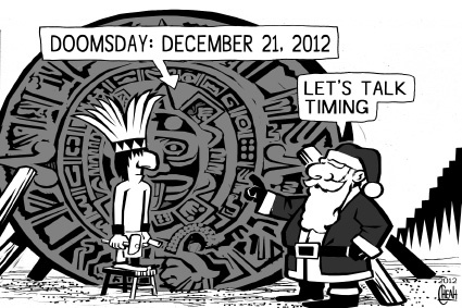 Cartoon: Mayan and Santa (medium) by sinann tagged mayan,doomsday,santa,claus,christmas,calendar,december,21,2012