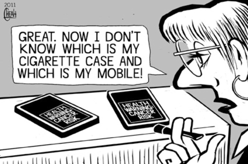 Cartoon: Mobile and cellphone cancer (medium) by sinann tagged cancer,risk,mobile,cellphone,cigarette
