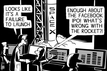 Cartoon: Space X launch (medium) by sinann tagged space,facebook,ipo,failure,to,launch