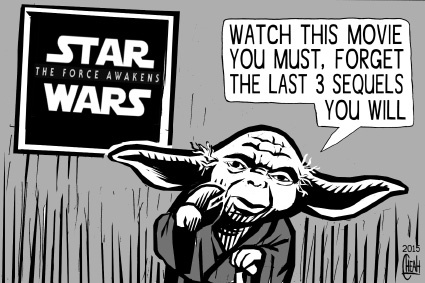 Cartoon: Star Wars Force awakens (medium) by sinann tagged star,wars,force,awakens,sequels