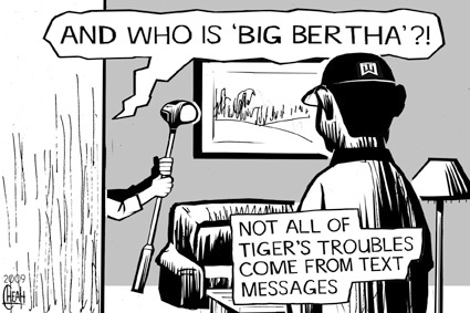 Cartoon: Tiger and Bertha (medium) by sinann tagged tiger,woods,affairs,golf,club