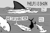 Cartoon: Phelps vs Shark (small) by sinann tagged phelps,michael,shark,race,fake