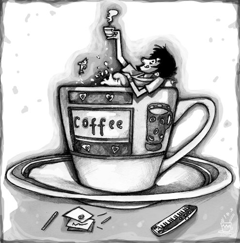 Cartoon: MY DAILY COFFEE (medium) by ALEX gb tagged alex