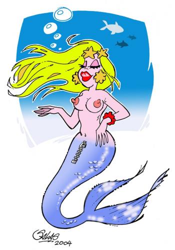 Cartoon: Mermaid (medium) by Salas tagged mermaid,sea,zipper,