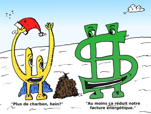 Cartoon: Bucky Euroman et charbon de Noel (medium) by BinaryOptions tagged financier,boursier,options,binaires,option,tradez,trader,trading,euroman,eur,usd,bucky,dollar,cadeau,noel,bande,dessinee,editoriale,charbon,webcomic,comique,caricature,optionsclick,satire