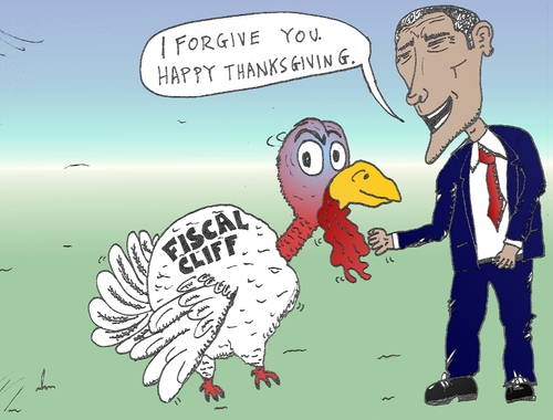 Cartoon: Obama Thanksgiving turkey pardon (medium) by BinaryOptions tagged barack,obama,president,usd,thanksgiving,usa,united,states,turkey,holiday,pardon,fiscal,caricature,financial,editorial,business,comic,cartoon,optionsclick,binary,options,trader,option,trading,trade,news,satire