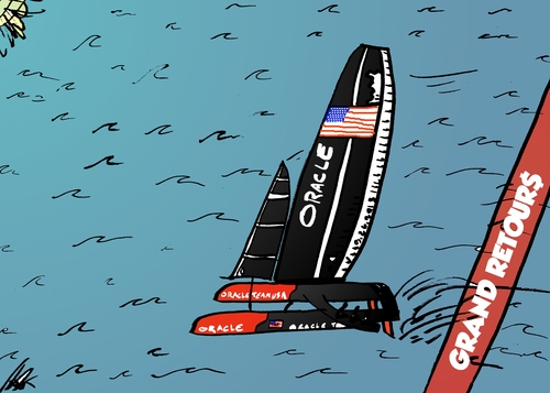 Cartoon: Oracle Team USA gagne la regatte (medium) by BinaryOptions tagged oracle,team,usa,america,cup,catamaran,ac72,sport,investir,commerce,option,binaire,trader,options,investissement,argent,financier,optionsclick,caricature,comique,infos,news,actualites,nouvelles,affaires,politiques