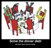 Cartoon: currencies resolving dinner debt (small) by BinaryOptions tagged binary,option,trader,options,trading,caricature,cartoon,webcomic,comic,meme,satire,parody,forex,foreign,currency,exchange,optionsclick,investor,debt