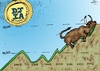 Cartoon: Record High DJIA Bull Run (small) by BinaryOptions tagged binary,option,options,trade,trader,trading,bull,run,market,djia,dow,jones,industrial,average,financial,economic,investor,caricature,editorial,business,cartoon,webcomic,optionsclick