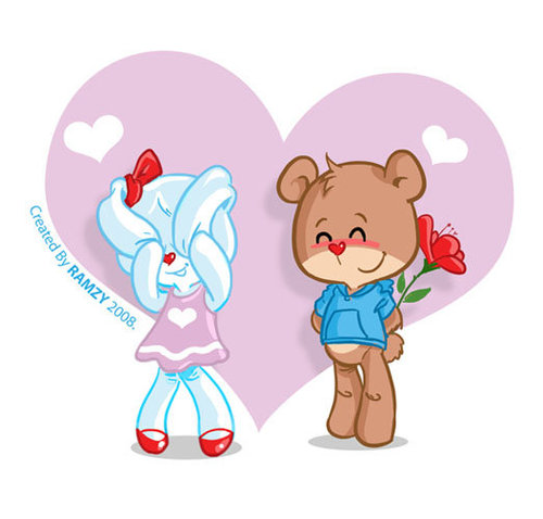 Cartoon: cute love (medium) by ramzytaweel tagged teddy,bear,lobe