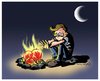 Cartoon: sad love (small) by ramzytaweel tagged love,sad,moon,fire