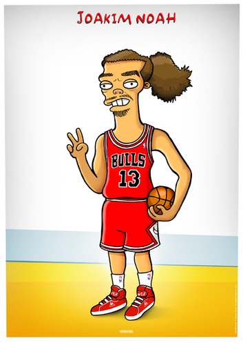 Cartoon: Joakim Noah (medium) by gamez tagged noah,bulls,basketball,simpsons,the,yellow,player
