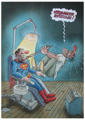 Cartoon: Damn Super Toths - Ridha H. Ridh (medium) by Ridha Ridha tagged superman,damn,dentist,wisdom,tooth,zahnarzt