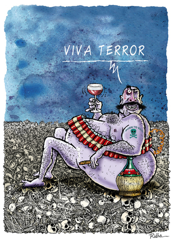 Cartoon: Viva Terror (medium) by Ridha Ridha tagged ridha,cartoom,art,anti,terrorism,scorching,criticism