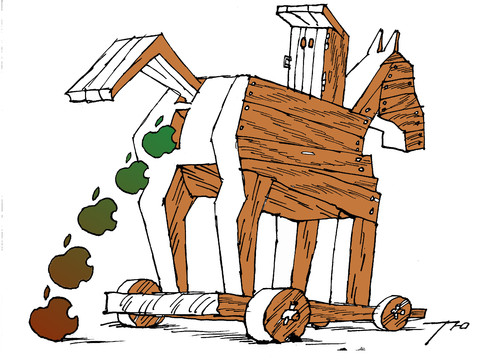 Cartoon: Das trojanische Pferd (medium) by tunin-s tagged apple