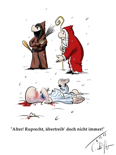 Cartoon: Frohen Nikolaustag! (medium) by Carlo Büchner tagged nikolaus,2013,dezember,weihnachten,winter,knecht,ruprecht,bischof,santa,carlo,büchner,arts,geschenke,bestrafung,kinder,brav,böse