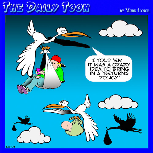 Cartoon: Amazon delivery (medium) by toons tagged stork,delivers,baby,customer,returns,storks,stork,delivers,baby,customer,returns,storks
