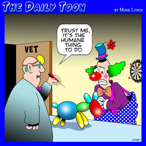 Cartoon: Balloon animals (medium) by toons tagged clowns,vet,animal,put,downs,euthanasian,dogs,clowns,vet,animal,put,downs,euthanasian,dogs