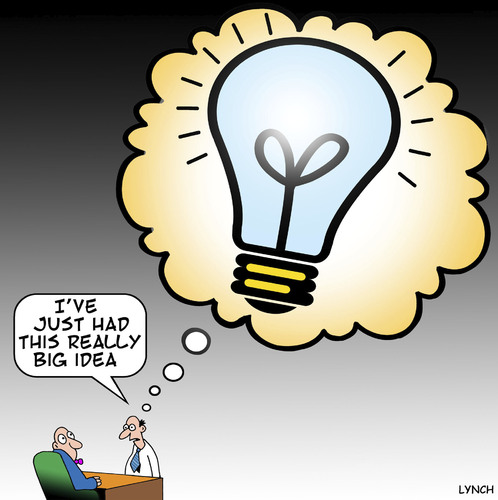 Fun light. Big idea. Light Bulb cartoon.