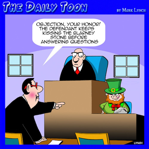 Cartoon: Blarney stone (medium) by toons tagged leprechauns,court,room,lawyers,lies,leprechauns,court,room,lawyers,lies