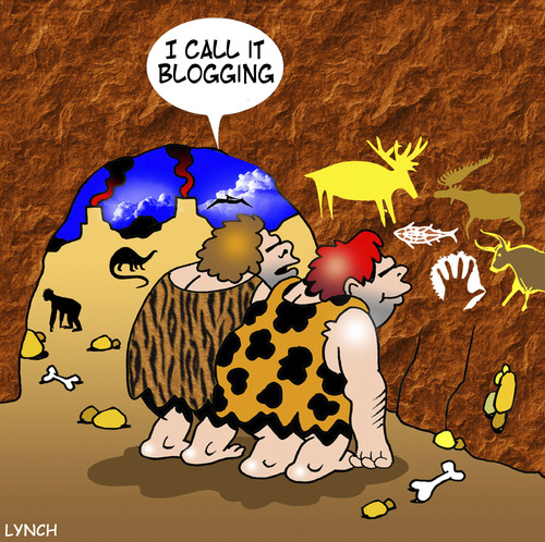 Cartoon: blogging (medium) by toons tagged blogging,social,networking,internet,caveman,prehistoric,cave,paintings