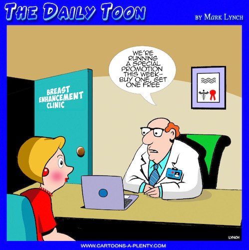 Cartoon: Boob job (medium) by toons tagged breast,enhancement,cosmetic,surgery,two,for,one,sale,breast,enhancement,cosmetic,surgery,two,for,one,sale