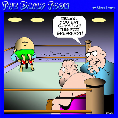 Cartoon: Breakfast (medium) by toons tagged eggs,boxing,breakfast,eggs,boxing,breakfast