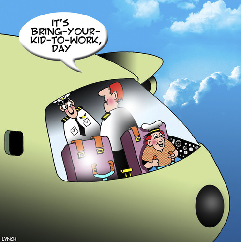 Cartoon: Bring your child to work day (medium) by toons tagged airline,pilot,bring,your,child,to,work,day,cockpit,aviation,passenger,jet,pilots,children,family,airline,pilot,bring,your,child,to,work,day,cockpit,aviation,passenger,jet,pilots,children,family