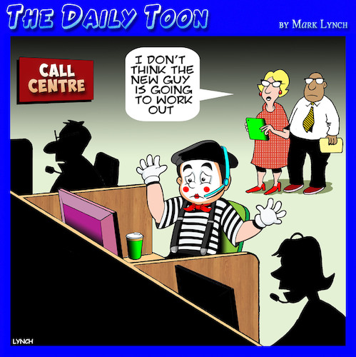 Cartoon: Call centers (medium) by toons tagged mime,call,centre,tele,marketeers,mime,call,centre,tele,marketeers
