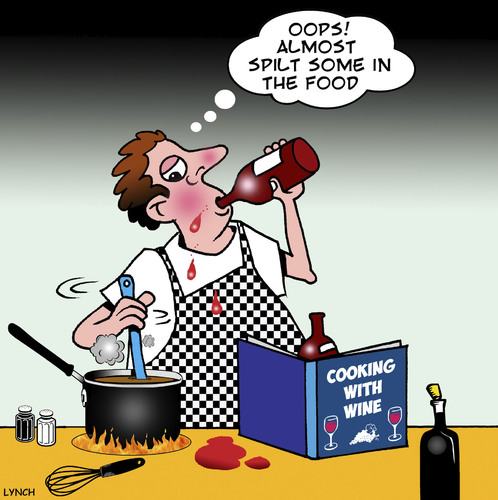 Cartoon: Cooking with wine (medium) by toons tagged cooking,chef,wine,alcohol,master,cook,alcoholic,ingredients,menu,recipe,drunk,cooking,chef,wine,alcohol,master,cook,alcoholic,ingredients,menu,recipe,drunk