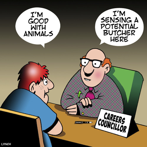 Cartoon: Crrers councilling (medium) by toons tagged career,councilling,butcher,animals,career,councilling,butcher,animals