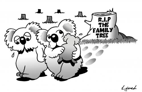 Cartoon: family tree (medium) by toons tagged logging,bears,animals,koalas,environment,ecology,greenhouse,gases,pollution,earth,day,
