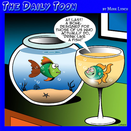 Cartoon: Fish tank (medium) by toons tagged fish,drinks,like,wine,fishbowl,fish,drinks,like,wine,fishbowl