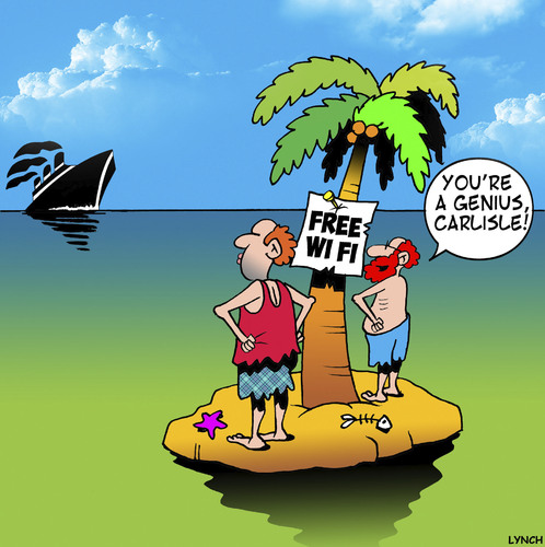 Cartoon: Free Wi Fi (medium) by toons tagged desert,island,wi,fi,wireless,technology,ipads,google