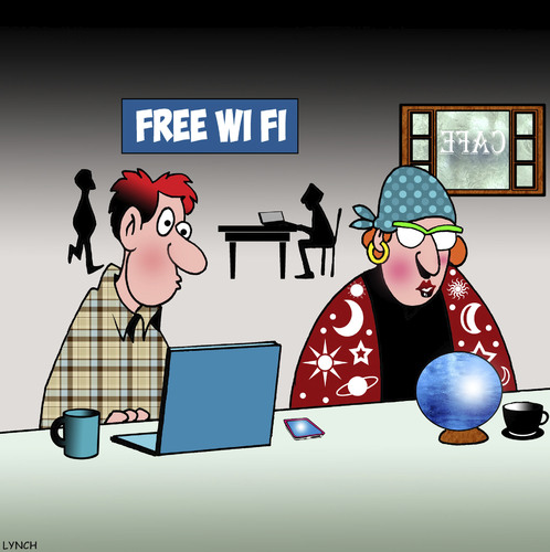 Cartoon: Free Wi Fi (medium) by toons tagged fortune,teller,wi,fi,internet,cafe