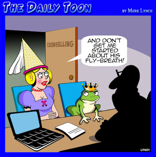 Cartoon: Frog Prince (medium) by toons tagged kissing,frogs,flies,bad,breath,kissing,frogs,flies,bad,breath