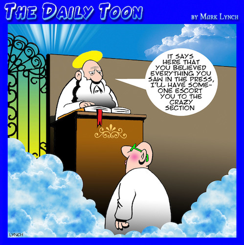 Cartoon: Gates of heaven (medium) by toons tagged fake,news,heaven,fake,news,heaven