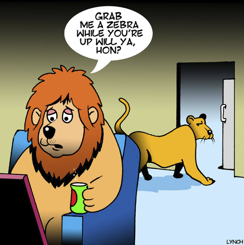 Cartoon: Grab me a zebra honey (medium) by toons tagged lions,king,of,the,jungle,big,game,hunting,pride,men,zebra,hon,animals,lions,king,of,the,jungle,big,game,hunting,pride,men,zebra,hon,animals