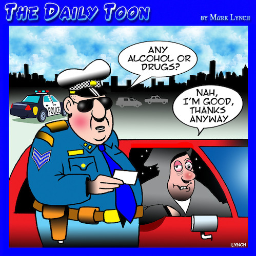 Cartoon: Highway patrol (medium) by toons tagged drugs,alcohol,drug,dealer,police,highway,patrol,drunk,stoned,drugs,alcohol,drug,dealer,police,highway,patrol,drunk,stoned