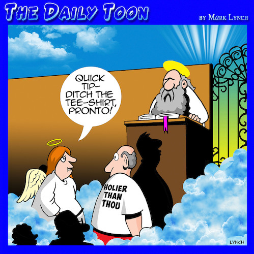 Cartoon: Holier than Thou (medium) by toons tagged tee,shirt,messages,tee,shirt,messages